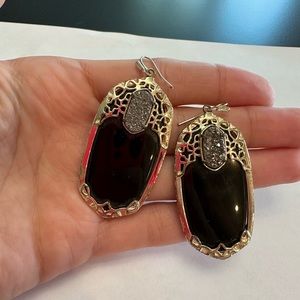 Kendra Scott Deva earrings black onyx and silver drusy